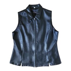 LG Acton The Olde Hide House | Vintage Black Leather Zip-Up Vest